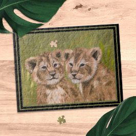 Cubo de león crudo jungla animal rompecabezas