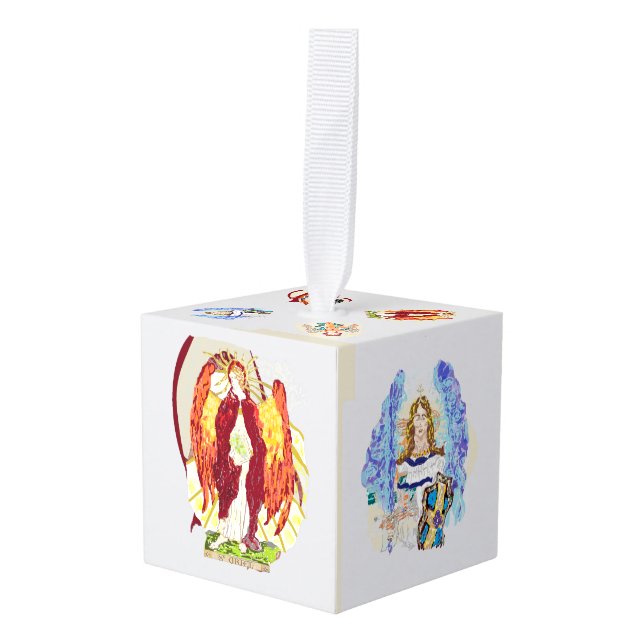 Cubo de ornamento : Navidades espirituales (Anverso en perspectiva)