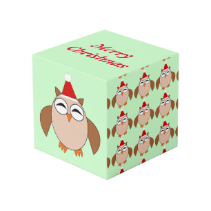 Cubo de Personalizado de búho de Navidades pequeño