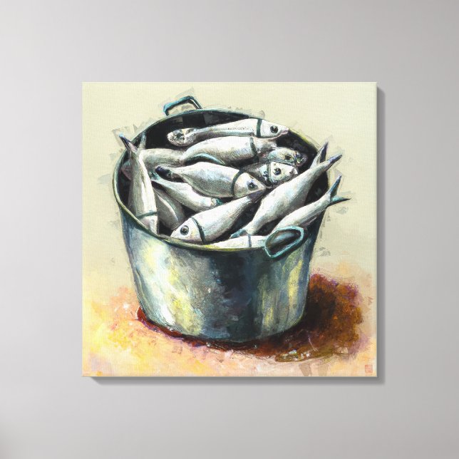 Cubo De Pescado - Impresión De Arte De Lienzo Envu (Anverso)