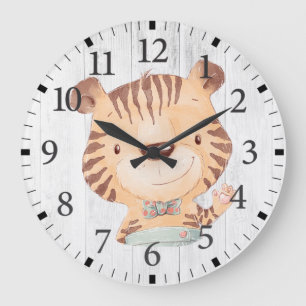 Cubo de tigre blanco en el reloj de pared de abalo