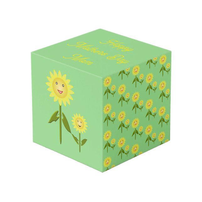 Cubo Día de la Madre Sunflowers Personalizado Foto Subi (Angulo Anverso)