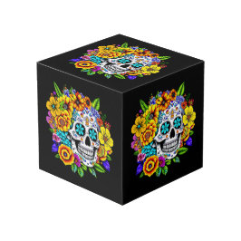 Cubo Dia De Los Muertos, Diseño De Cráneo De Azúcar