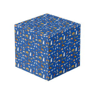 Cubo diseño de patrones de gato lindo azul para los ama