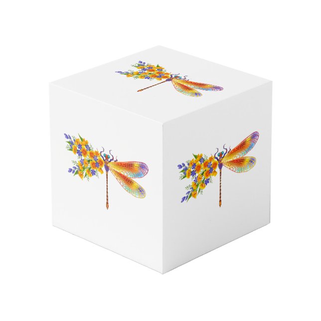 Cubo Dragón de flores amarillas (Angulo Anverso)
