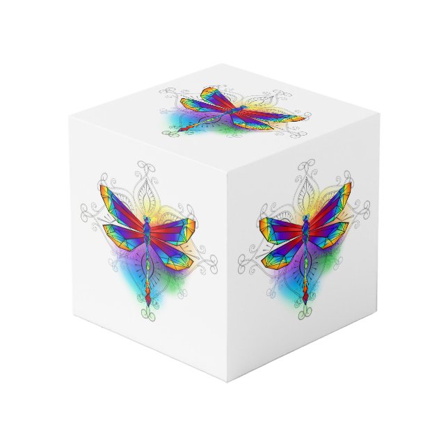 Cubo Dragón poligonal arcoiris (Angulo Anverso)