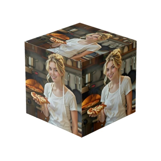 Cubo Eating Pizza Photo Personalize Customize (Angulo Anverso)