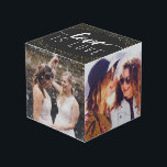 Cubo El amor negro es amor el Confetti dorado - Fotos B<br><div class="desc">Cubo de fotos con espacio para cuatro de tus fotos bodas,  con amor escrito en un fondo negro decorado con confetti de oro falso.</div>