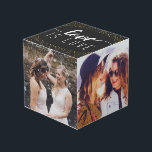 Cubo El amor negro es amor el Confetti dorado - Fotos B<br><div class="desc">Cubo de fotos con espacio para cuatro de tus fotos bodas,  con amor escrito en un fondo negro decorado con confetti de oro falso.</div>