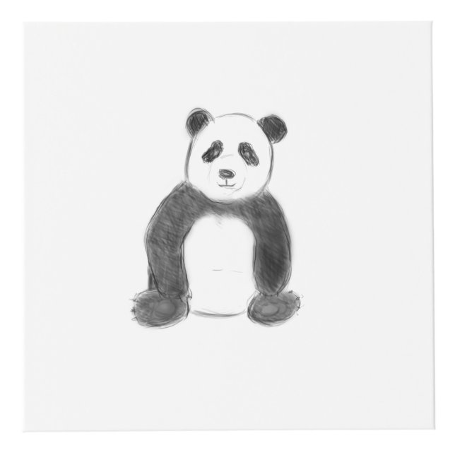 Cubo Esbozo de panda blanco y negro (Anverso)
