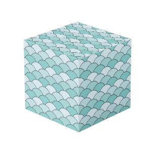 Cubo Escalas de dragón, abanicos, olas, Seigaiha, Azul
