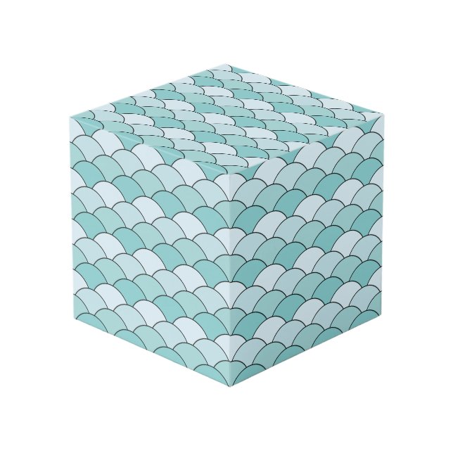 Cubo Escalas de dragón, abanicos, olas, Seigaiha, Azul (Angulo Anverso)