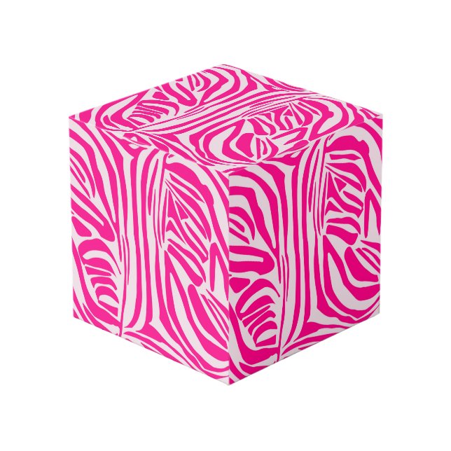Cubo Estampado de cebra rosa (Angulo Anverso)