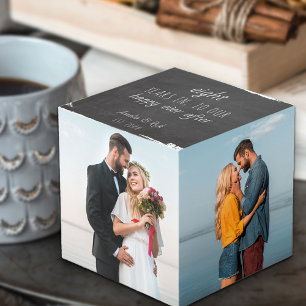 Cubo Feliz día después del aniversario de Boda Slate 4 