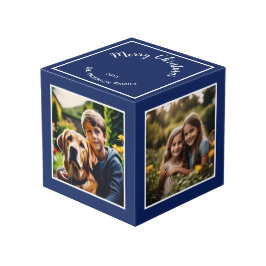 Cubo Festividad navideña Personalizado azul foto