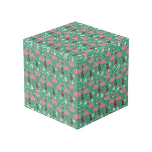 Cubo Flamingo floral sin soldadura patrón rosa verde