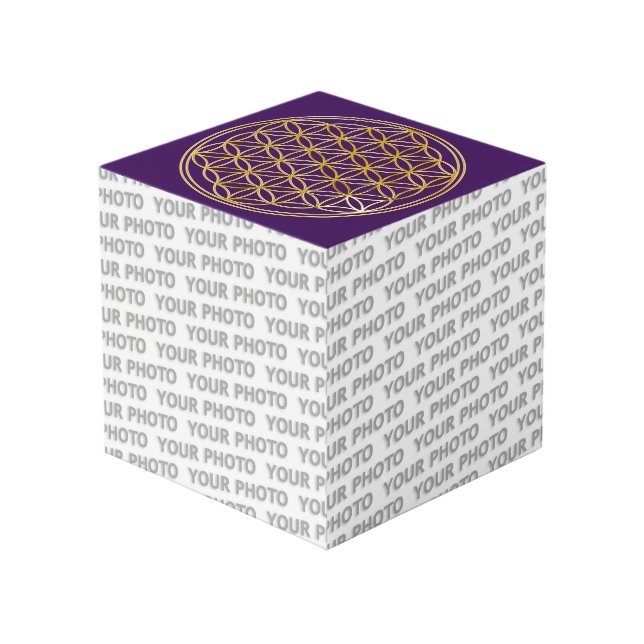 Cubo Flor de vida / Blume des Lebens - oro (Angulo Anverso)