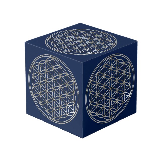 Cubo Flor de vida / Blume des Lebens - plata (Angulo Anverso)