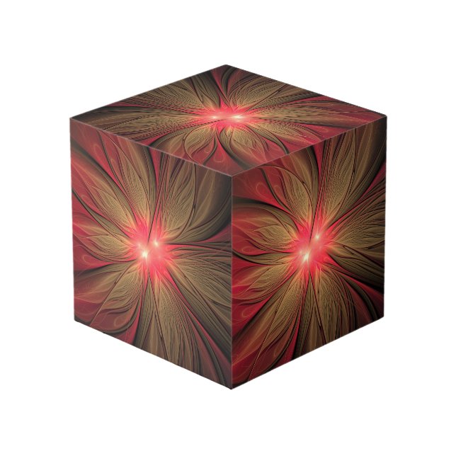 Cubo Flor fractal de fanatismo rojo (Angulo reverso)
