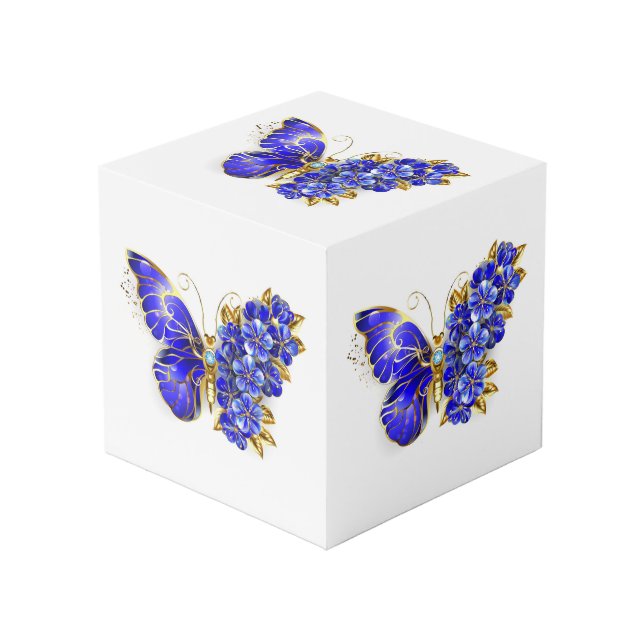 Cubo Flor Sapphire Mariposa (Angulo Anverso)