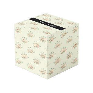 Cubo Flores Azules y Rojas, Negro, Tu Nombre