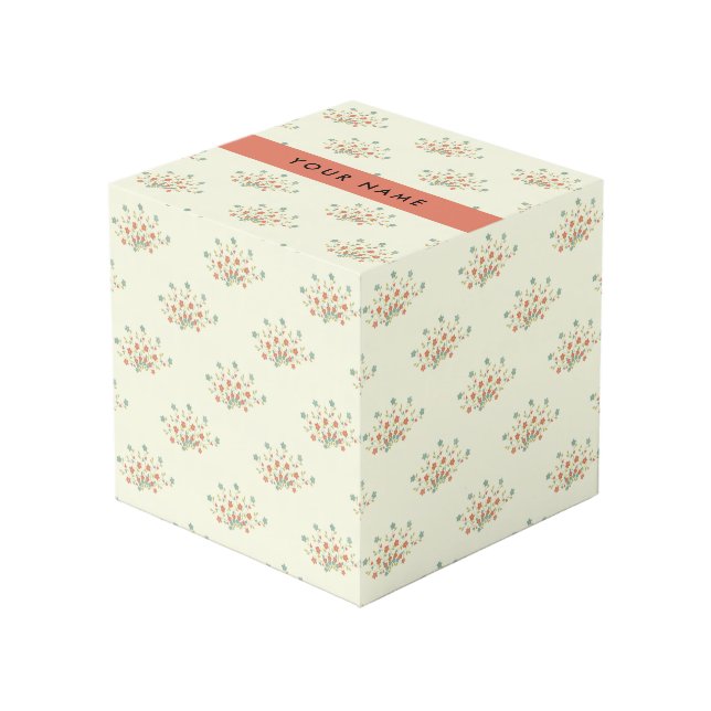 Cubo Flores Azules y Rojas, Rojo, Tu Nombre (Angulo Anverso)