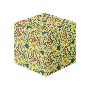 Cubo Flores, hojas, ramas sin costura florales
