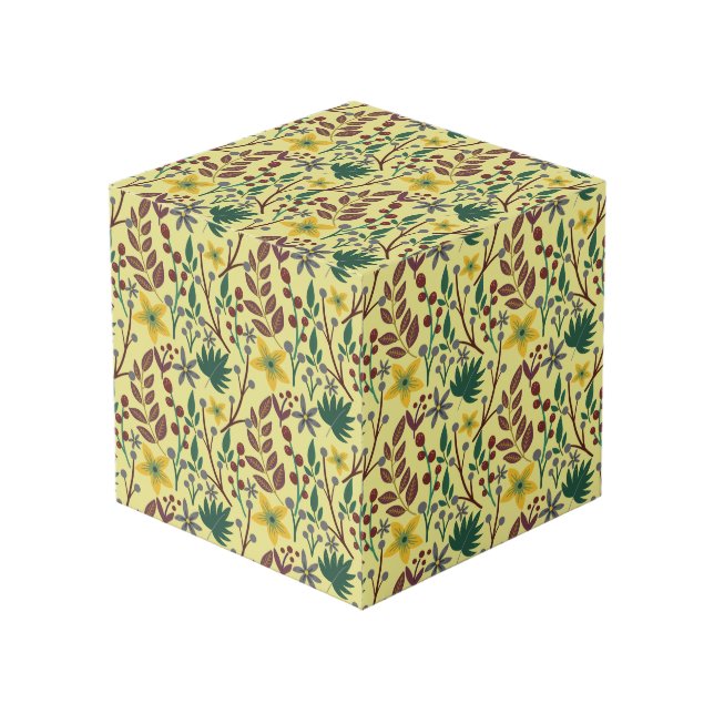 Cubo Flores, hojas, ramas sin costura florales (Angulo Anverso)