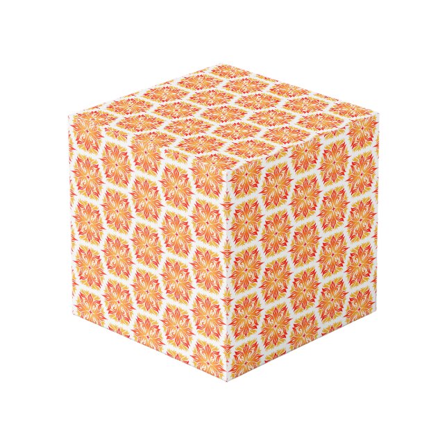 Cubo Flores Naranjas, Patrón De Flores, Patrón Floral (Angulo Anverso)