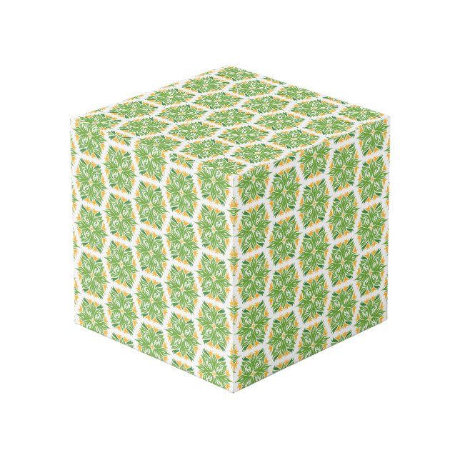 Cubo Flores Verdes, Patrón De Flores, Patrón Floral (Angulo Anverso)