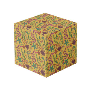 Cubo Flores y hojas amarillas sin costuras florales