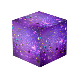 Cubo Fondo de Relieve metalizado púrpura con estrellas