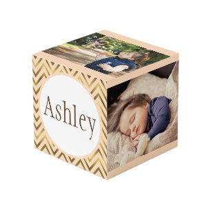 Cubo Foto personalizada de rayas de piel de yedulo y or
