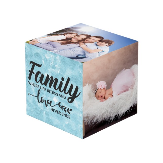 Cubo Foto personalizada - Juntos formamos una familia (Angulo Anverso)