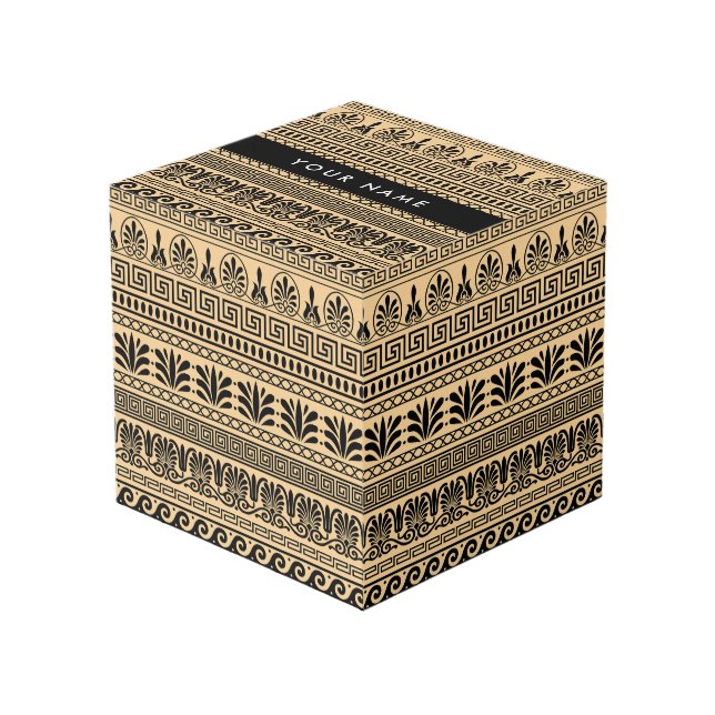 Cubo Fret griego, llave mixta de meandro, marrón, tu no (Angulo Anverso)