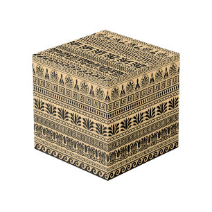 Cubo Fret griego, patrón mediterráneo, marrón