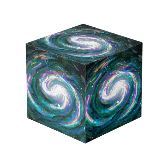 Cubo Galaxia pintada a mano (Angulo Anverso)