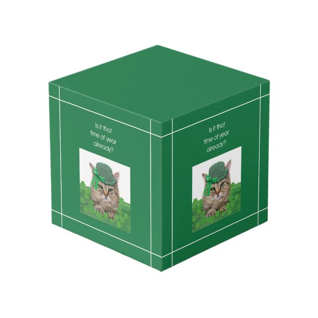 Cubo Gato gracioso en el Día de San Patricio (Angulo Anverso)