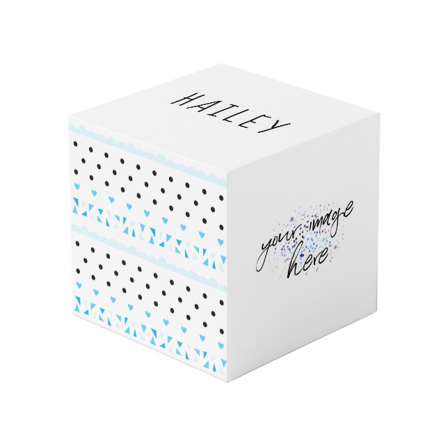 Cubo Geometría azul (Angulo Anverso)