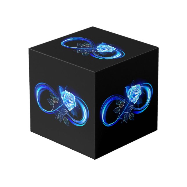 Cubo Glowing infinity with blue rose (Angulo Anverso)