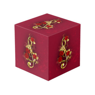 Cubo Golden Treble Clef con flores Rosas
