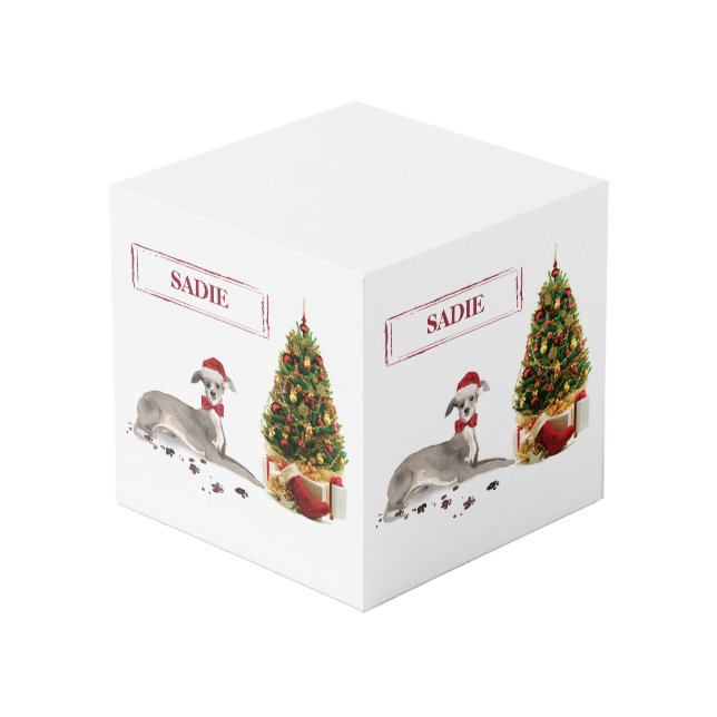 Cubo Graciosos Navidades italianos de Greyhound con árb (Angulo reverso)