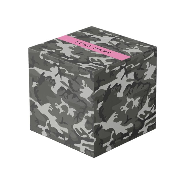 Cubo Gray Camouflage Pattern, Your name, Personalize (Angulo Anverso)