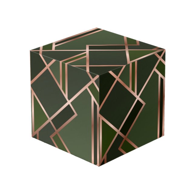 Cubo Green,teal,gold, golden,geometric,pattern,modern,e (Angulo reverso)