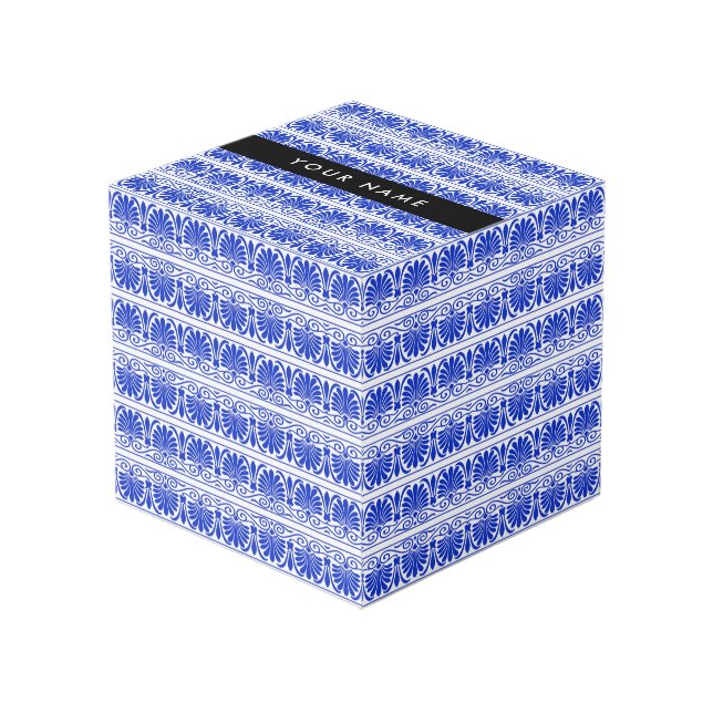 Cubo Griego Fret Arabesque Blue, Tu Nombre, Personaliza (Angulo Anverso)
