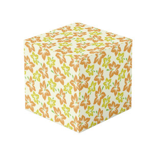 Cubo Hibisco Amarillo, Hibisco Naranja, Patrón Floral