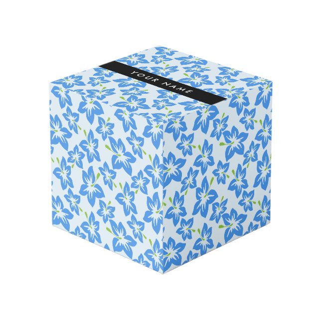 Cubo Hibisco Azul, Flores Azules, Tu Nombre (Angulo Anverso)
