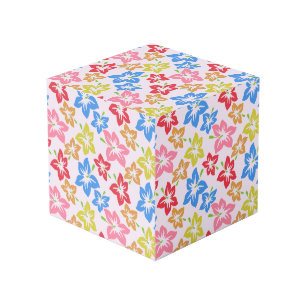 Cubo Hibisco Colorido, Patrón De Flores