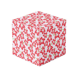 Cubo Hibisco Rojo, Flores Rojas, Patrón De Flores