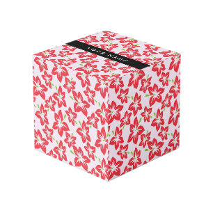 Cubo Hibisco Rojo, Flores Rojas, Tu Nombre